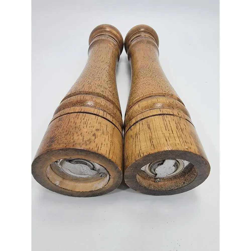 Powstro 2PCS Pepper Grinder 8 Inch Pepper Mill Oak Wood Salt Ceramic Adjustable